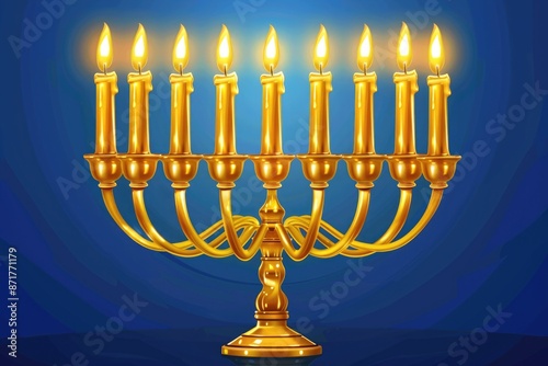 Golden menorah with 7 candles