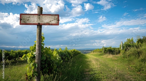 Sign indicating a vineyard growing Muller Thurgau grape variety
