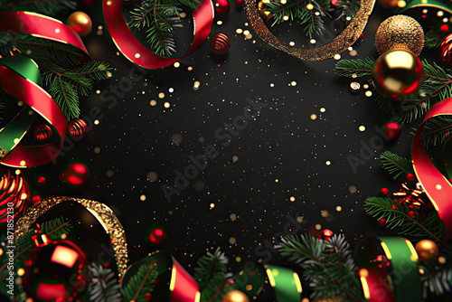 christmas ornaments boarder with center copy space 