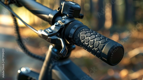 A detailed shot of the twist grip throttle featuring a smooth rubber grip and a responsive control for easy acceleration and deceleration on the electric bike.