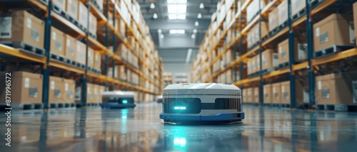 Efficient ecommerce warehouse with autonomous delivery robots and smart packaging systems