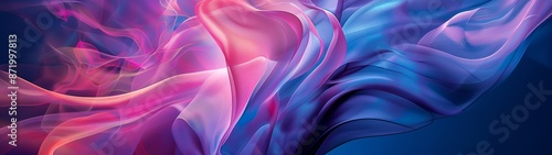 An abstract dual monitor background, fluid geometric shapes, 