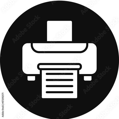 Fax Machine Glyph Black Circle Icon