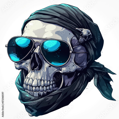 vector art skull style harley davidson isolate on white background