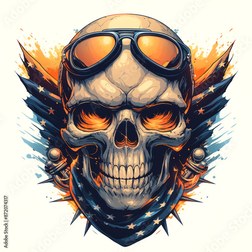 vector art skull style harley davidson isolate on white background