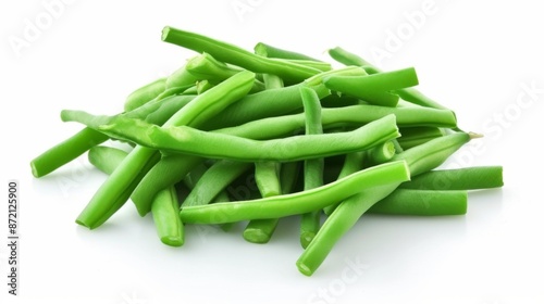 Chopped green beans isolated on white background