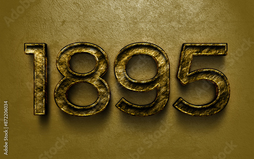 3D dark golden number design of 1895 on cracked golden background.