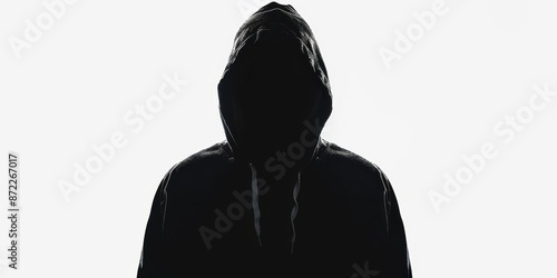 dark silhouette of unrecognizable person isolated on white background