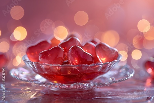 A plate of gelly hearts. Saint Valentine's Theme