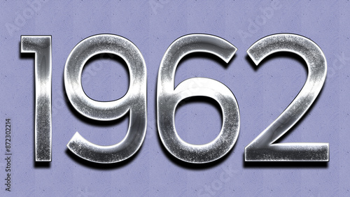 3D Chrome number design of 1962 on purple wall.