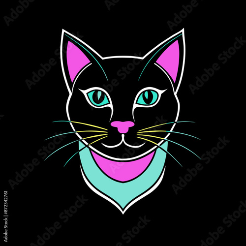 Cat Print Ready Vector for T-Shirt and Sticker in Dark Black