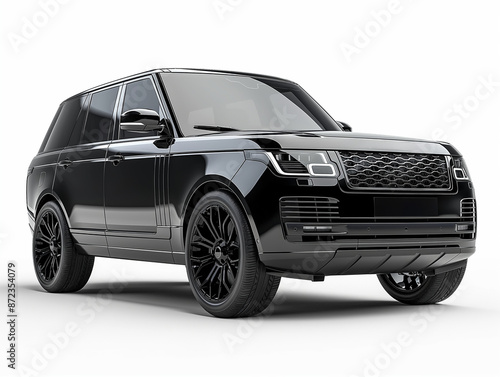 A black luxury SUV car isolated on a white background