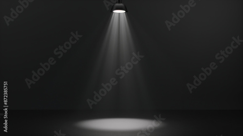 Spotlight from Above on Minimal Black Background with Low Opacity Embedded Shapes