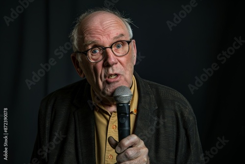 Senior professor giving speech during university lecture event