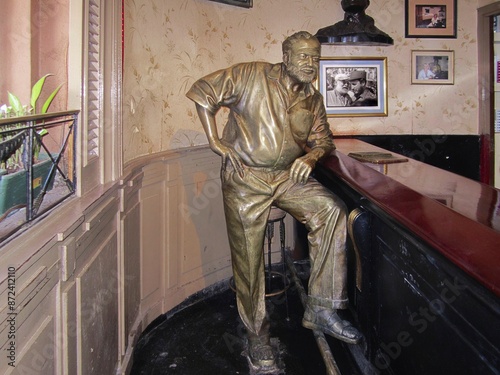 The bronze statue of Ernest Hemingway in his favorite bar in Havana, Cuba