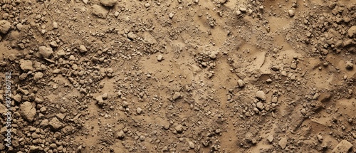 Panoramic close-up, high detail scan of light brown dirt material, Generative AI 