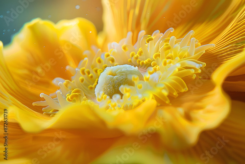 Close up photo of a yellow anemone