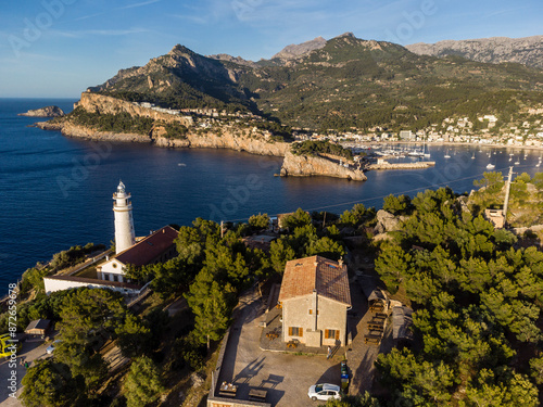 Cap Gros lighthose and Muleta shelter, Soller port, Mallorca, Balearic Islands, Spain