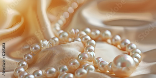 a pearl on elegant satin highlighted by a strand The Elegance of Satin and Pearls