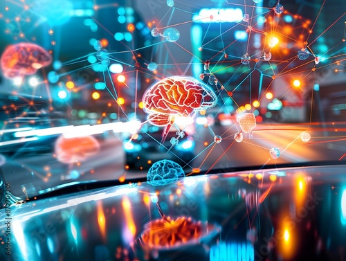 Neurotechnology Overlays Parking Ticket in Futuristic City Scene