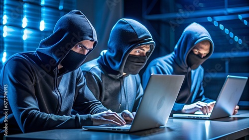 Hackers robbing computer.