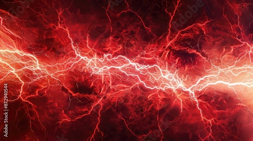 red lightning on black sky background 