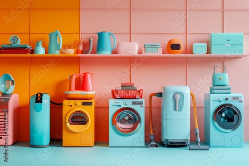 Colorful Laundry Room with Retro Appliances