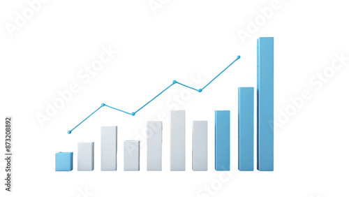 A business chart with bars rising upwards illustrates financial growth