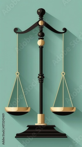 Balance scale, justice and equality concepts, flat design illustration, ,