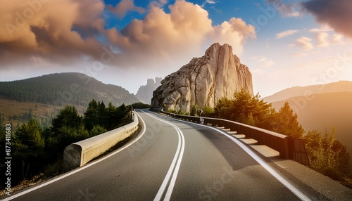 perfect landscape with a road leading to the rock formation