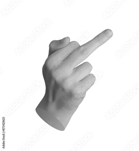 Rude gesture, fuck off symbol with middle finger, hand sign isolated on white background., transparent cut out PNG