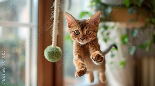 an Abyssinian cat with its slender, short ruddy coat, and almond-shaped amber eyes