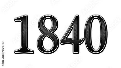 black metal 3d design of number 1840 on white background.