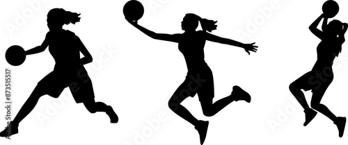 Woman Basketball Player Silhouette Vector