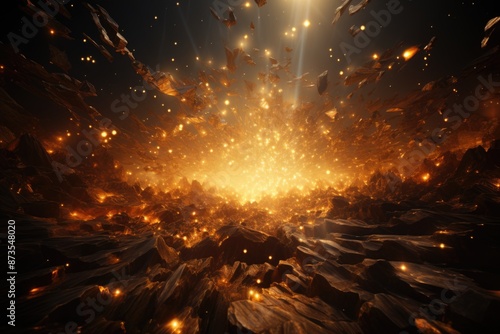 Texture, illustration of dust of gilded particle trail lights, generative IA