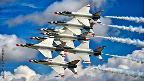 the thunder-birds performed at an air show