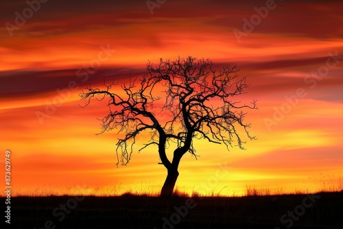 Silhouette of a Tree at Sunset