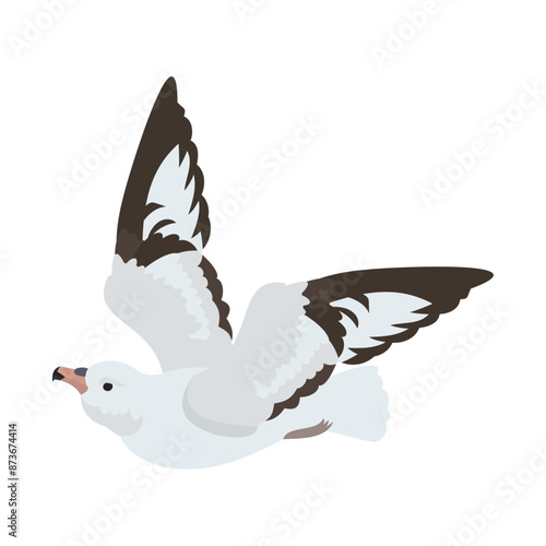 ギンフルマカモメ。フラットなベクターイラスト。 Southern fulmar. Flat vector illustration.