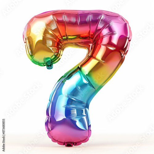 Colorful inflatable number seven balloon featuring a shiny rainbow gradient, standing upright on a white background, perfect for celebrations, birthdays, anniversaries, and festive events.