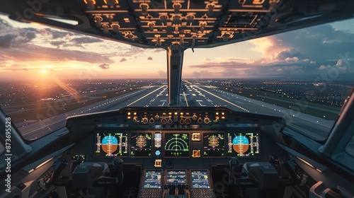 View from the cockpit window during takeoff.