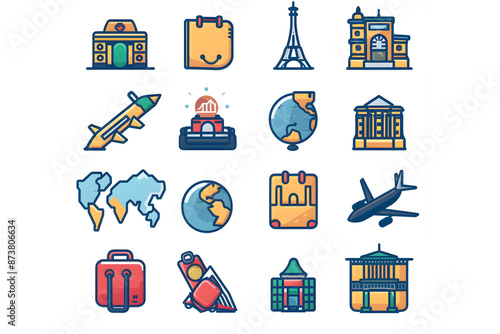 Travel icon set collection.
