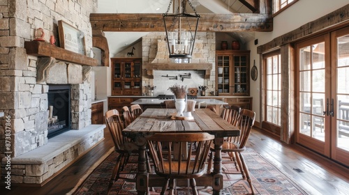 Discover the charm of rustic dining rooms: Embrace warm, earthy tones, natural wood, stone accents, and robust, handcrafted furniture with vintage touches. 