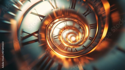 A Golden Clock Face Spirals Into Infinity