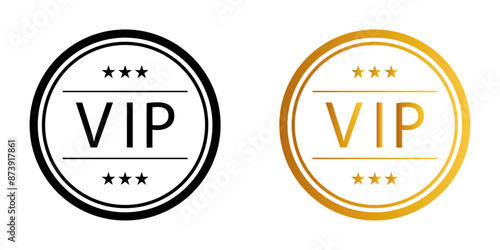 Black and gold VIP sign logo vector illustration design