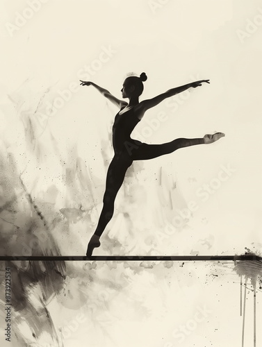 silhouette of a gymnastics rhythmic woman 