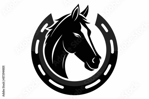 Horse or Stallion Inside Horseshoe Side View Woodcut Retro Style Silhouette Vector