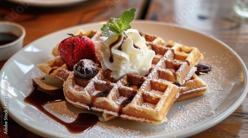 Waffles from Belgium on a dish