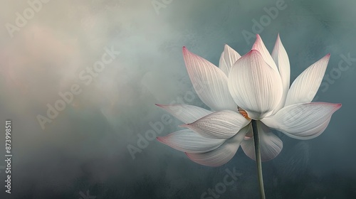 Fleur de lotus blanche sur fond de brume