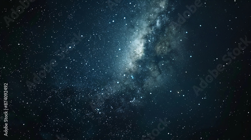 Image of the night sky with stars and galaxies in outer space, serving as a serene and captivating universe background.