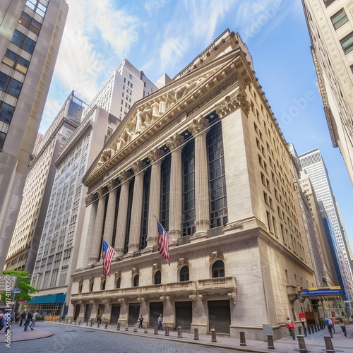 New York Stock Exchange Building on Wall Street in Manhattan, New York City. Iconic Financial Landmark in the Financial District